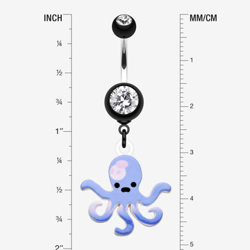 Detail View 1 of Super Sweet Octopus Belly Button Ring-Black